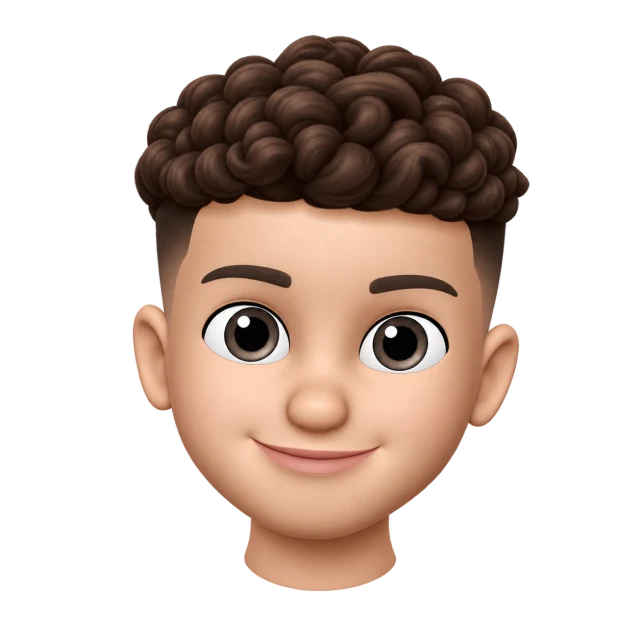 Wilson's curly-haired Memoji portrait for Wei Web